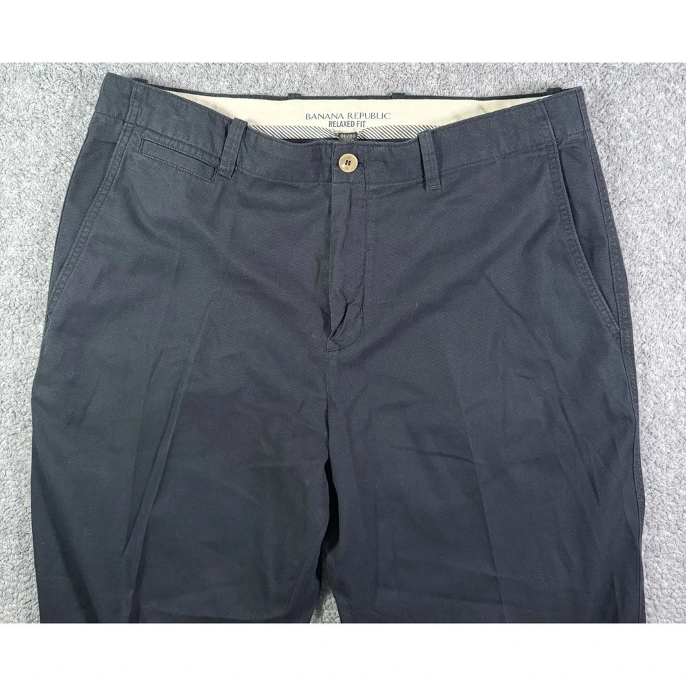 Banana Republic Mens Pants 36x30 Relaxed Fit Wide Leg Cotton Blue Flap Pockets